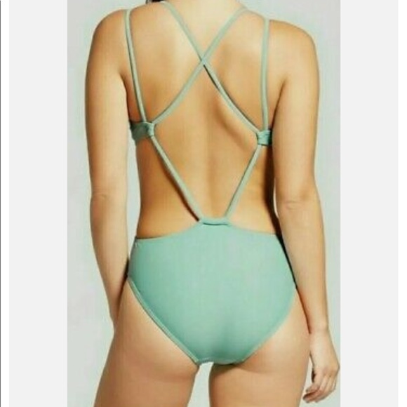 NWT One Piece v-Neck Strappy Open Back Bathing Suit - Picture 5 of 6